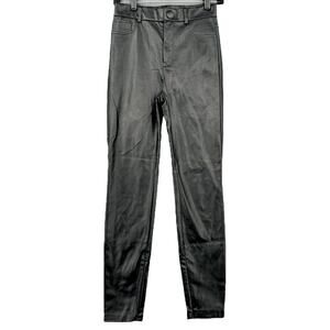 Zara Black‎ Faux Leather Skinny Pants Zipper Ankles High-Waisted Womens Small